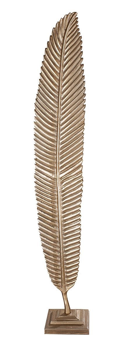 Gilde Chic Style Elegance Feder Skulptur 'Nostro' aus Aluminium in champagnerfarben, Höhe 159cm