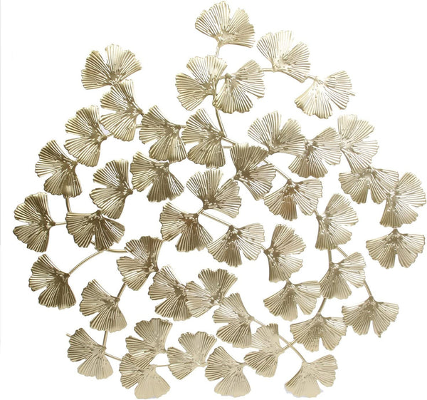 3D wall decoration made of metal wall object Ginkgo 48.5 cm in gold