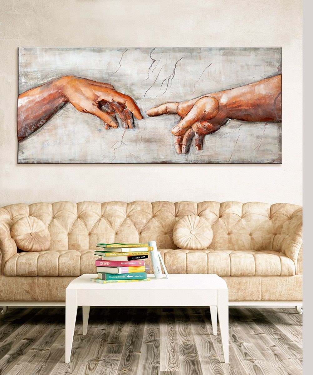 3D hout metaal foto MICHELANGELO 50x120cm handgemaakt kunstobject "MF Gallery"