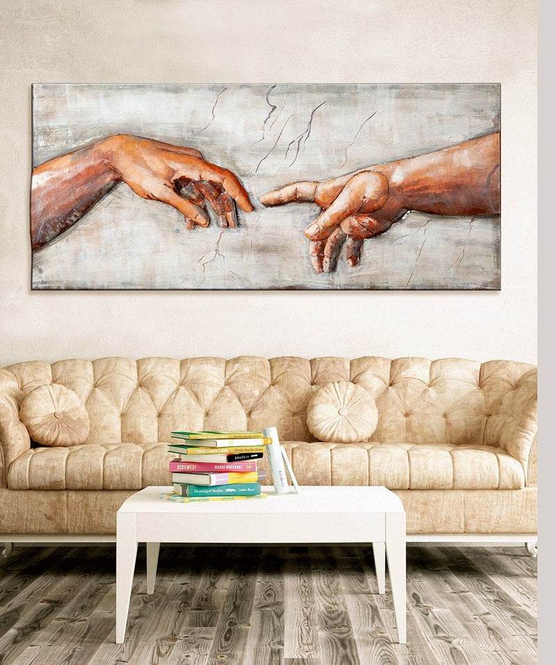 3D Holz Metall Bild MICHELANGELO 50x120cm Handarbeit Kunstobjekt "MF Gallery"
