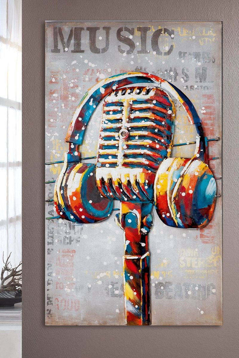 3D Bild Music - Kopfhörer - Metall Mehrfarbig - 100 x 60 cm