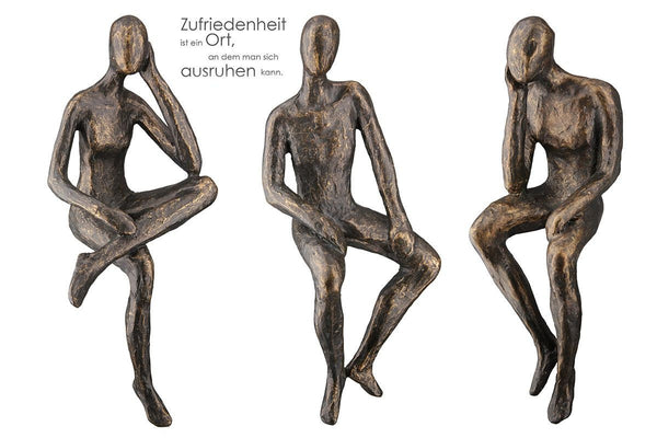 3er Set Relax Figuren Kantensitzer Skulpturen mit Spruchanhänger
