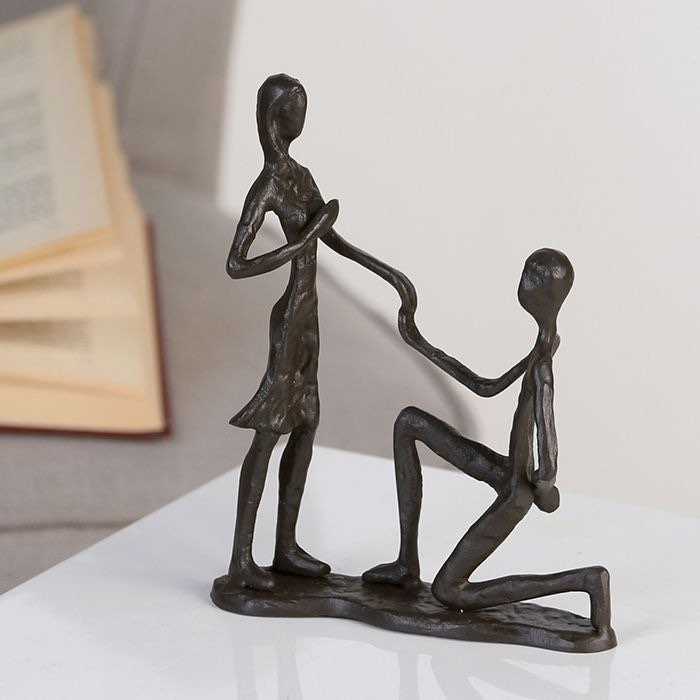 Eisen Skulptur Marry Me Heiratsantrag mit Spruchanhänger