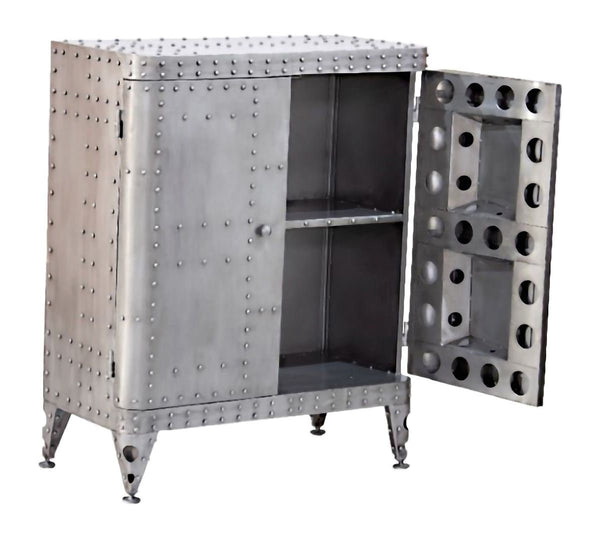 Aviation - Stylish metal cabinet in industrial style with rivets and plenty of storage space, height 114cm