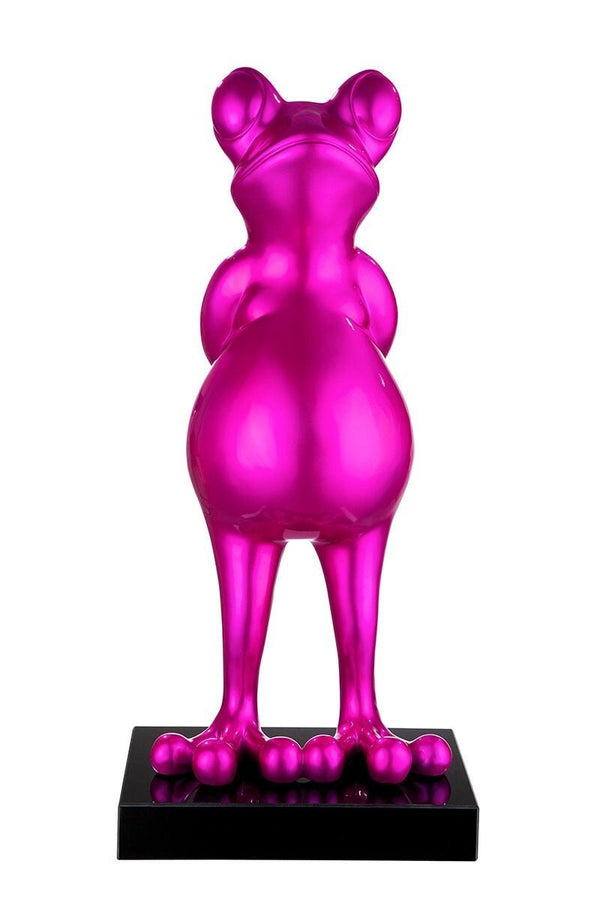 Sculpture figure "Frog" pink metallic Marble base Height 68cm Handmade