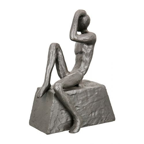 Lässige Leser-Skulptur aus Eisen mit inspirierendem Spruchanhänger - Ein entspanntes Geschenk für Buchliebhaber