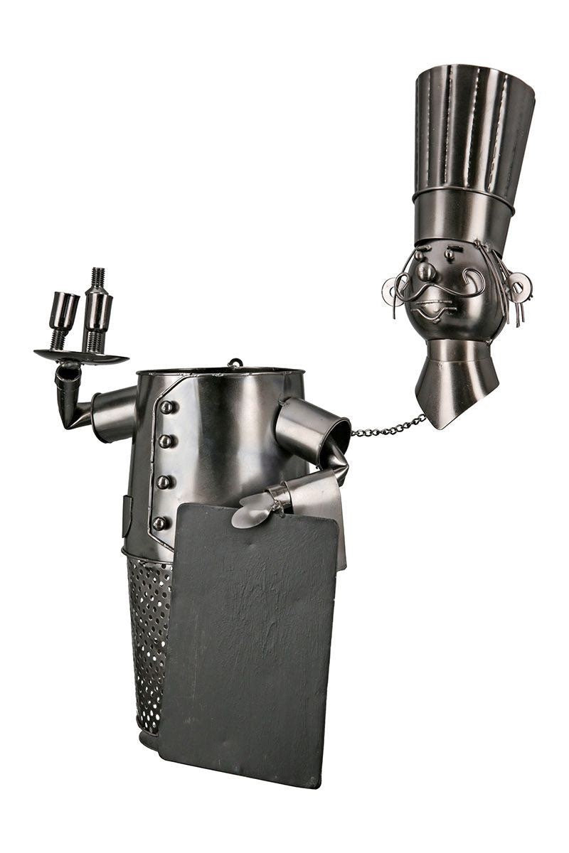 Bottle holder chef made of metal gift idea height 42cm handmade “recommendation of the house”