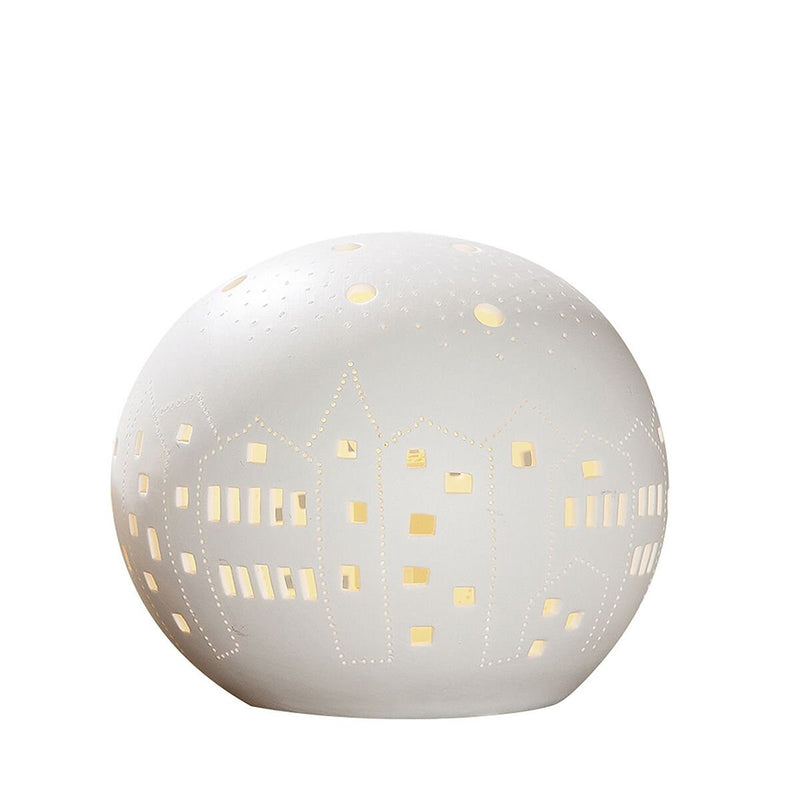 Porseleinen dessertlamp bol WHITECITY herbergt lichte schaduw 18cm doorsnee
