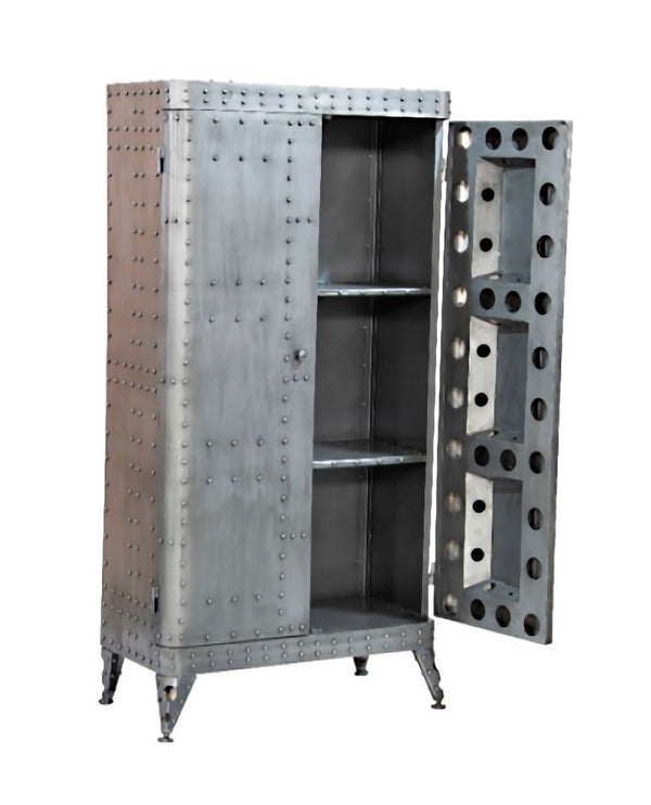 Aviation metal cabinet in industrial style with rivets Handmade