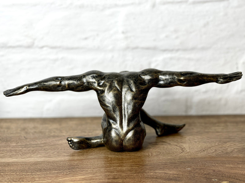 Set of 3 figures GYM antique champagne colored decoration gift idea sculpture sport training body CLIFFHANGER sports figures athletes