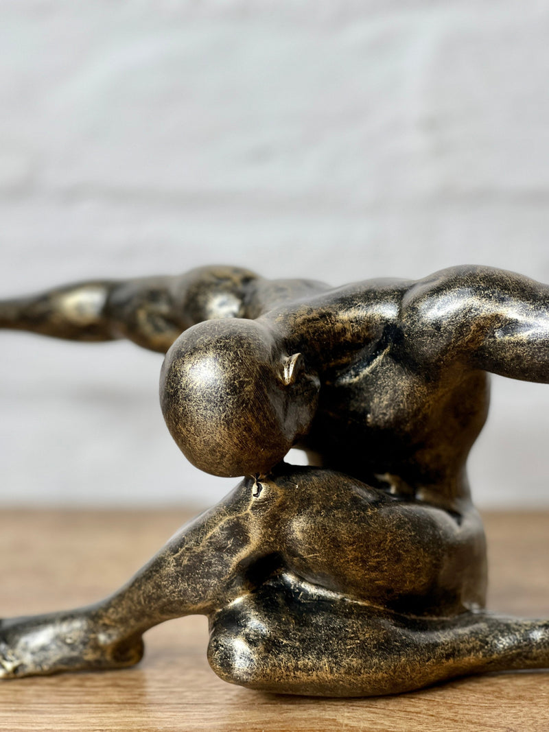 Set of 3 figures GYM antique champagne colored decoration gift idea sculpture sport training body CLIFFHANGER sports figures athletes
