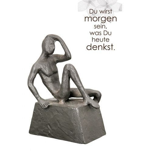 Casual Iron Reader Sculpture with Inspirational Saying Pendant - A chilled gift for book lovers