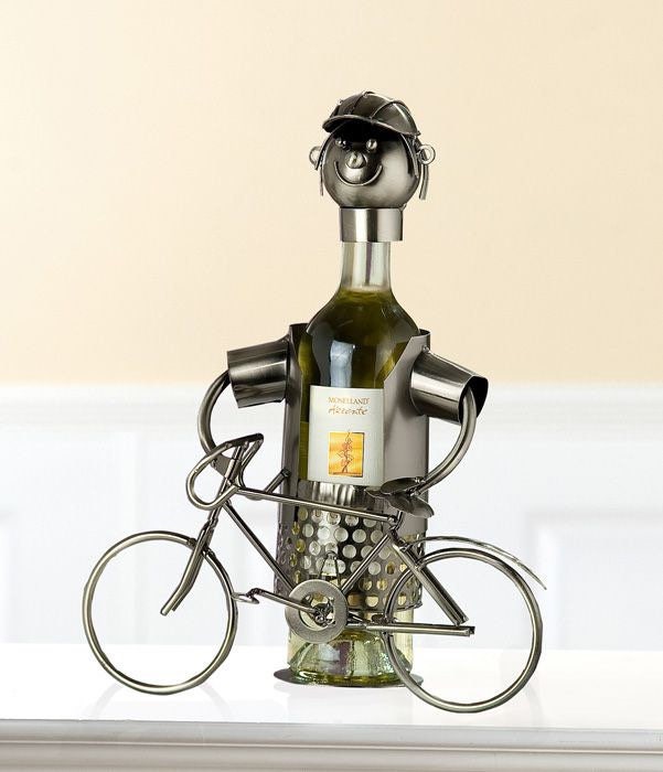 Wein Bier Wasser Flaschenhalter "Fahrrad" Biker aus Metall Geschenkidee Höhe 28cm Handarbeit