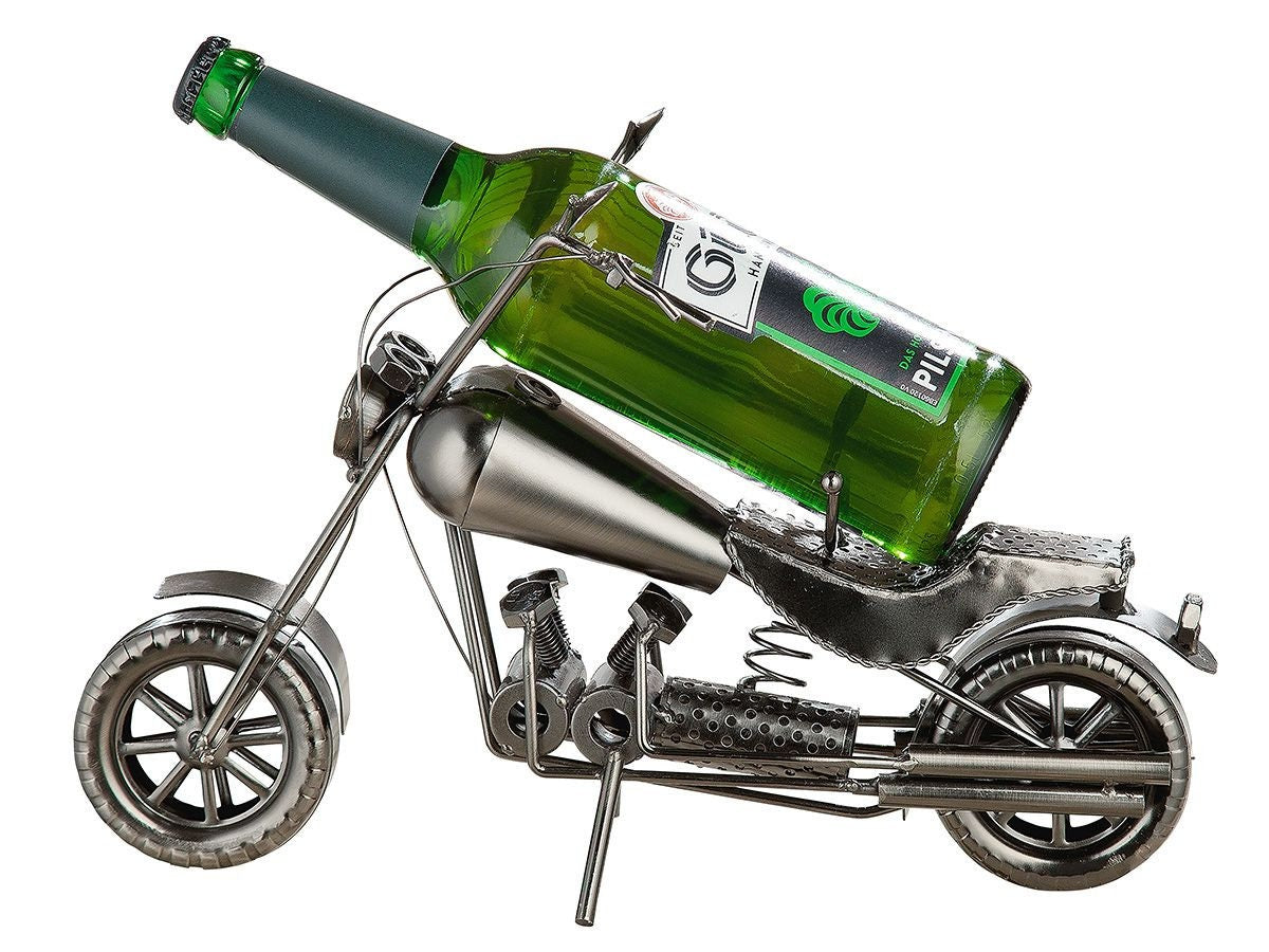 Bierfleshouder "Motorfiets" Harley Rocker Metalen cadeau-idee Hoogte 25cm Handgemaakt verjaardagscadeau
