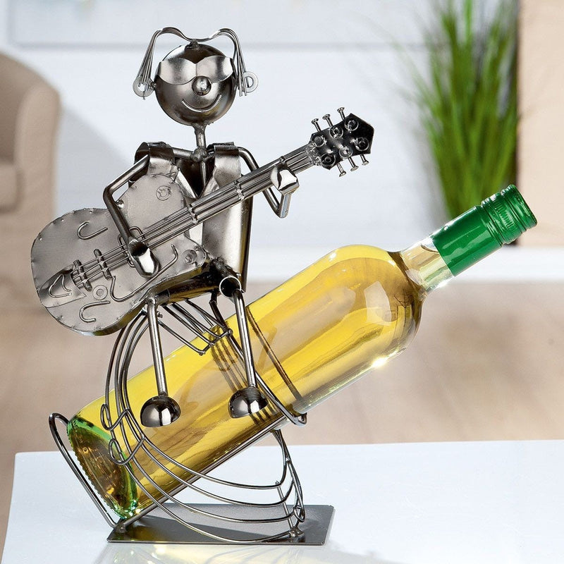 Bottle holder musician silver-colored handmade - decoration and gift idea