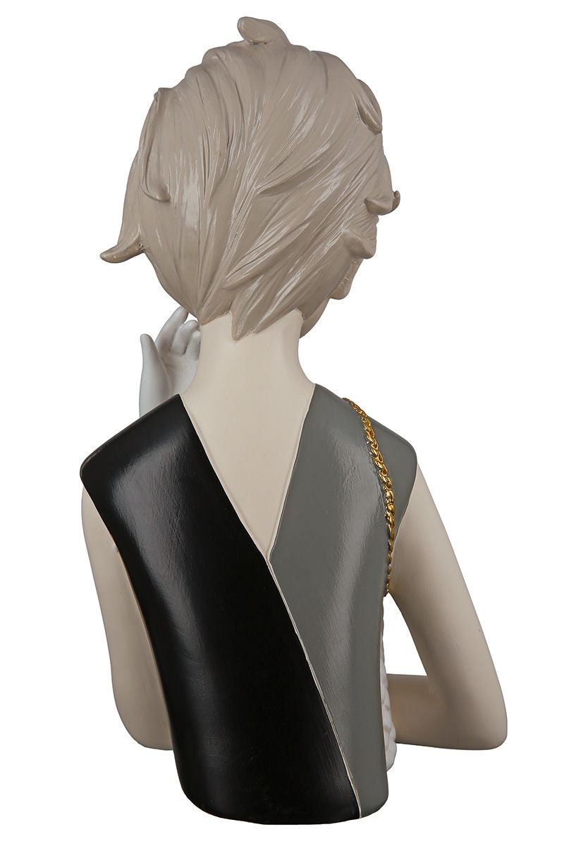 Figuur MYLADY met handtas grijs/zwart jurkje met zonnebril handbeschilderd sculptuur decoratief figuur Beauty