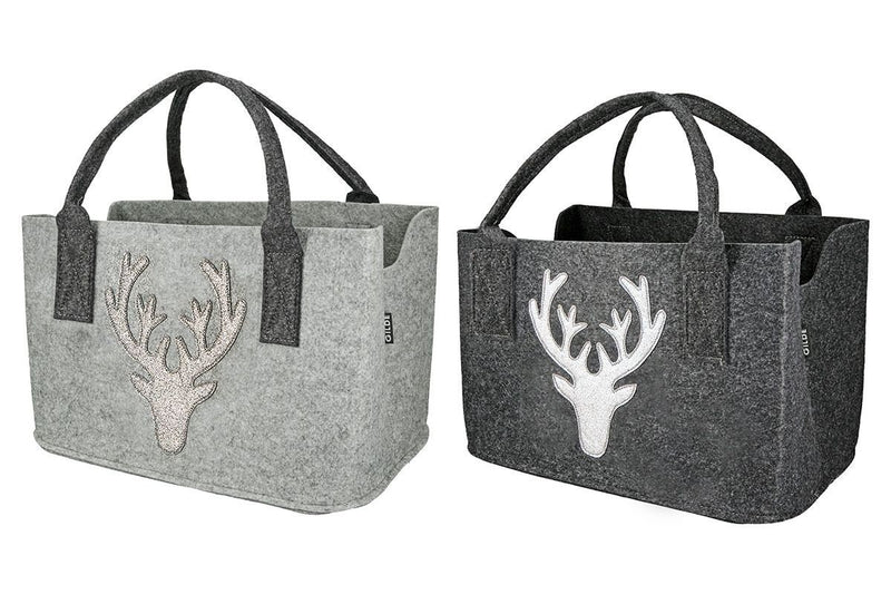 Handmade felt bag "Deer Glitter" | Robust with elegant glitter design - 20x40x26 cm Christmas Xmas