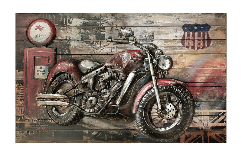 3D wood metal picture Red Beast 120x80cm handmade art object