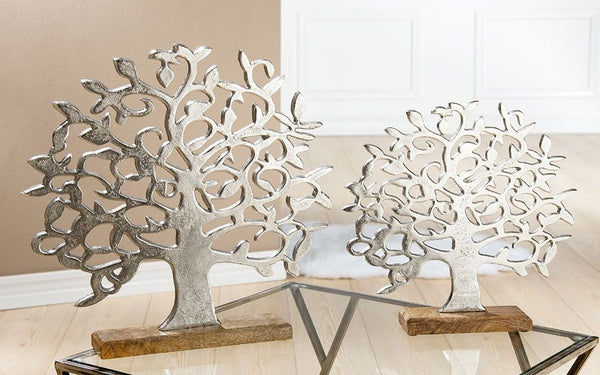 Aluminium levensboom op voet van mangohout Hoogte 37cm of 46cm