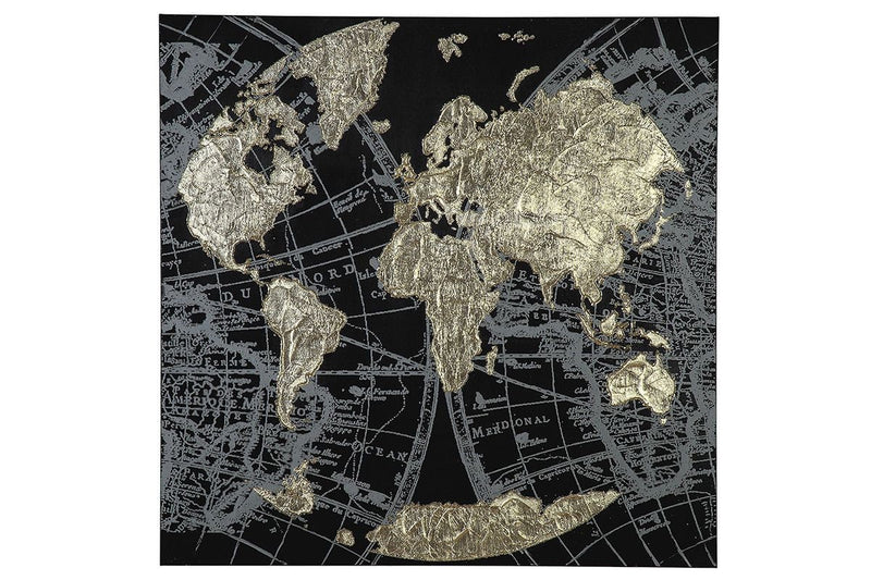 Golden Earth - Hand-painted painting in gold, black and gray colors on canvas 90x90cm