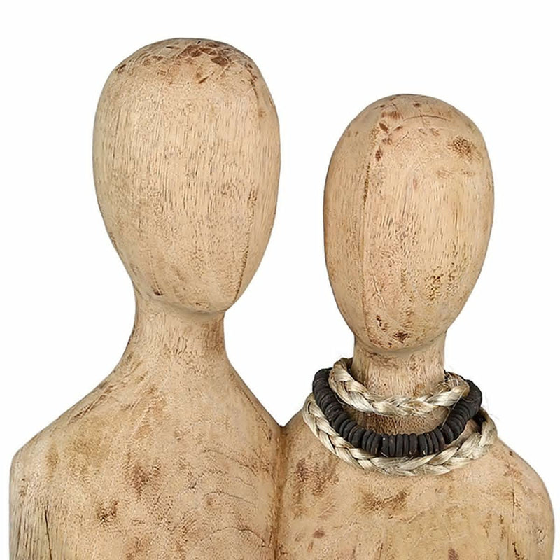 Sculptuur "PAIR" natuurlijke kleur gemaakt van mangohout, met ketting op een houten voet, hoogte 37cm, raamdecoratie, sieradendecoratie