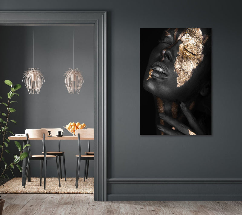 Premium Spitzenqualität Textil-Wandbild "Ein Hauch von Gold" - Luxuriöse Wandkunst für Ihr Zuhause