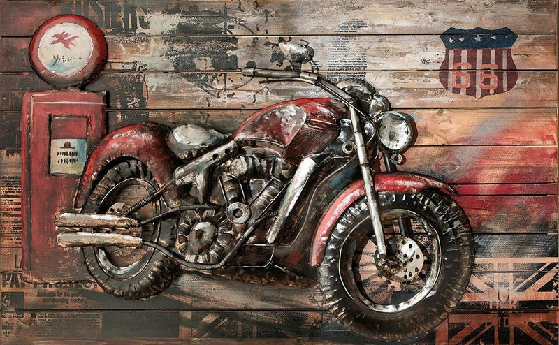 3D wood metal picture Red Beast 120x80cm handmade art object