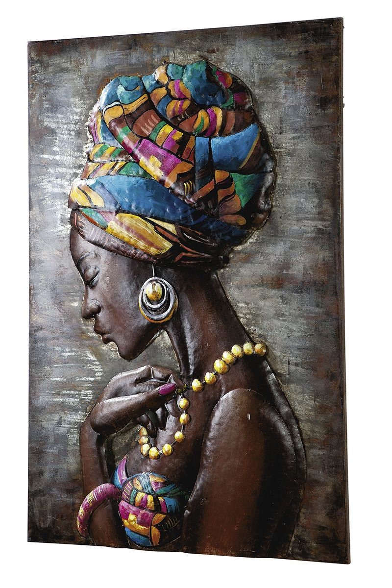 3D Metall Bild Maleika Kunstobjekt Handarbeit 120x80cm Schönheit Afrikanische Frau