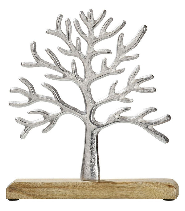 Aluminium levensboom op voet van mangohout Hoogte 26cm of 32cm