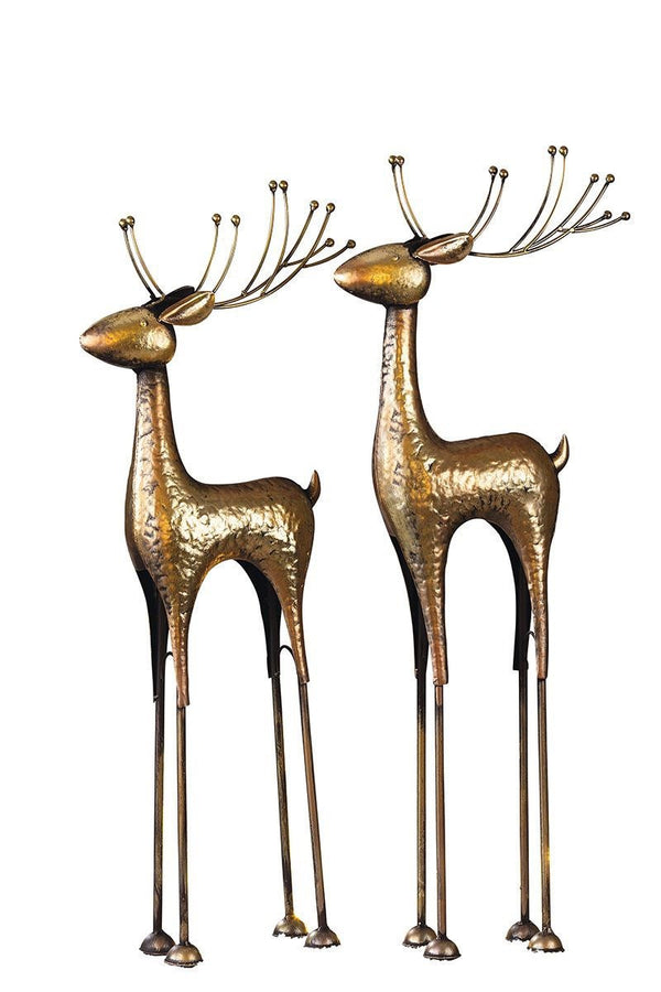 Set of 2 deer Knut made of metal noble design, worked in detail antique gold-colored hand-made