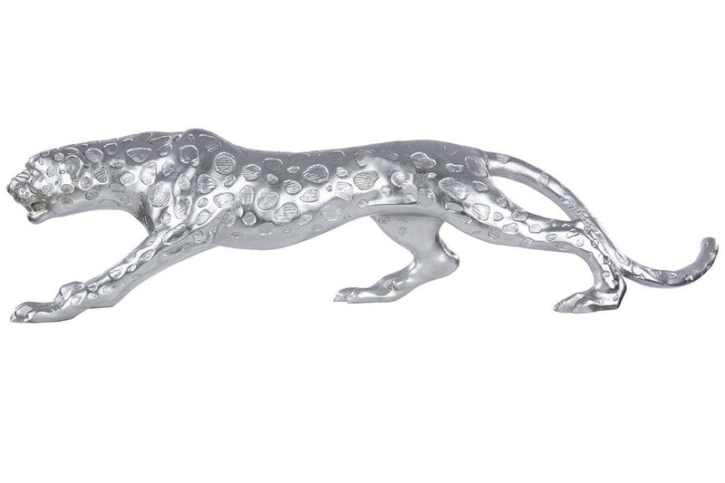 Poly Gepard in Silberfarben Matt, 80 cm Breit – Moderne und Elegante Dekofigur