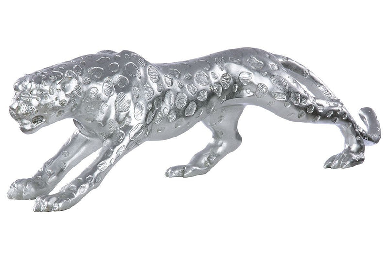 Poly Gepard in Silberfarben Matt, 80 cm Breit – Moderne und Elegante Dekofigur