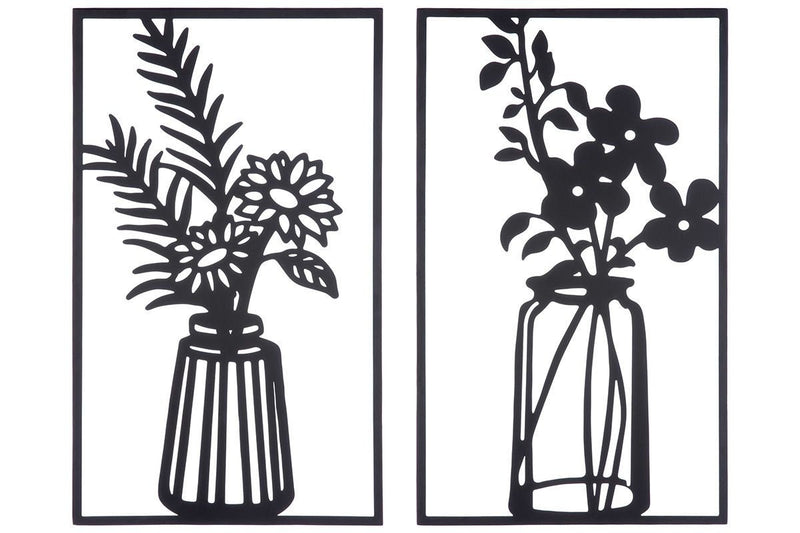 Set van 2 Gilde Metalen Wanddecoraties Bloemdecoraties - Chique wanddecoratie foto's voor in huis