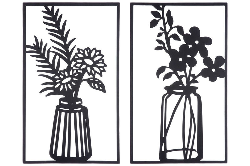 Set van 2 Gilde Metalen Wanddecoraties Bloemdecoraties - Chique wanddecoratie foto's voor in huis