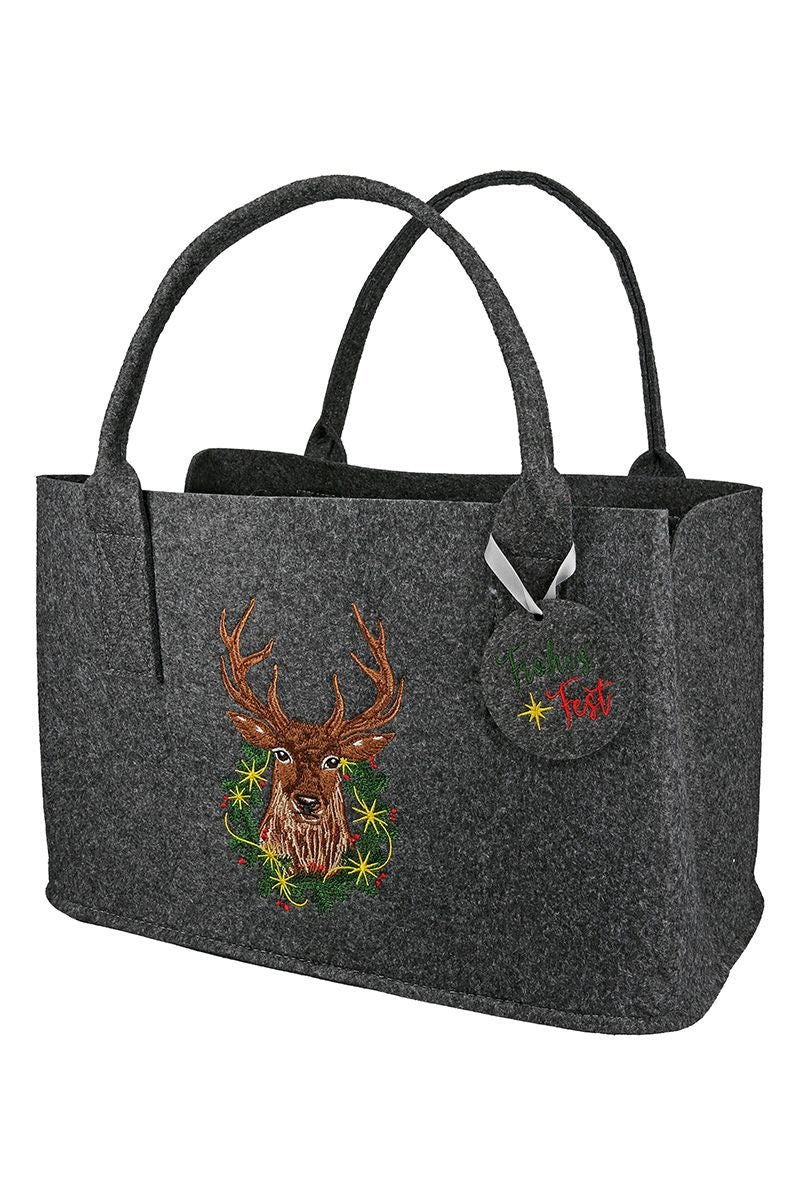 Vilten tas DEER Happy Holidays draagtas, handtas, cadeau, boodschappentas, Kerstmis, rendieren vilten Kerstmis