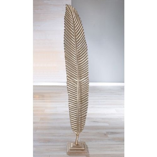 Gilde Chic Style Elegance Feder Skulptur 'Nostro' aus Aluminium in champagnerfarben, Höhe 159cm