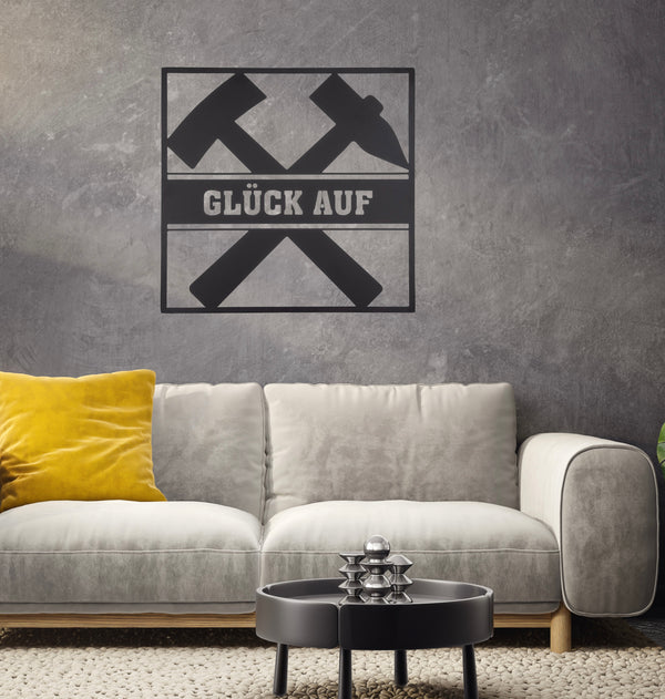 Wanddeko "Glück Auf" Wandschmuck 3D-Bild: Stilvolle Metalldeko für Ihr Zuhause von Gilde