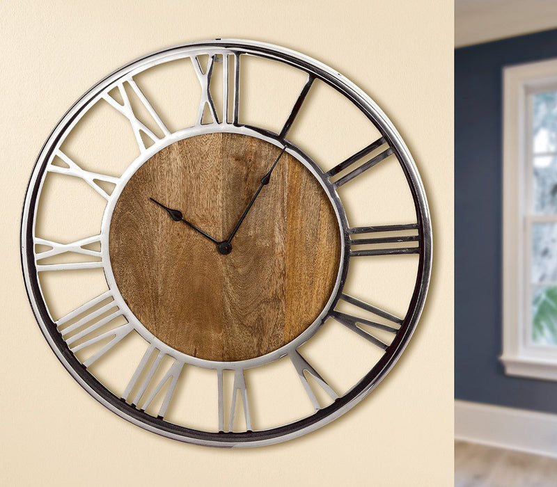 Holz Metall Wanduhr Centro