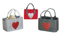 Filztasche Herz Glitzer Shopper Tragetasche, Handtasche, Geschenk, Einkaufstasche, Romantiker, Herz Verliebte 40cm Filz