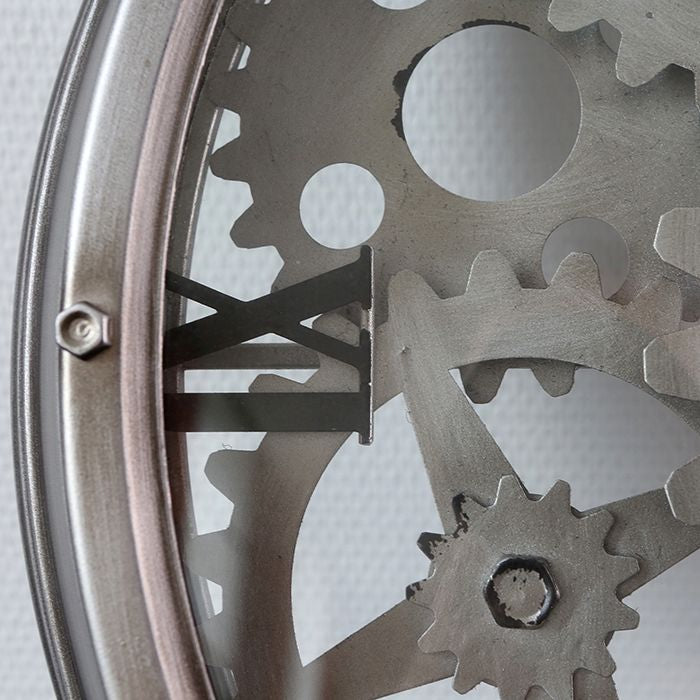 Metall Wanduhr Uhr LOFT mit drehenden Zahnrädern 50cm