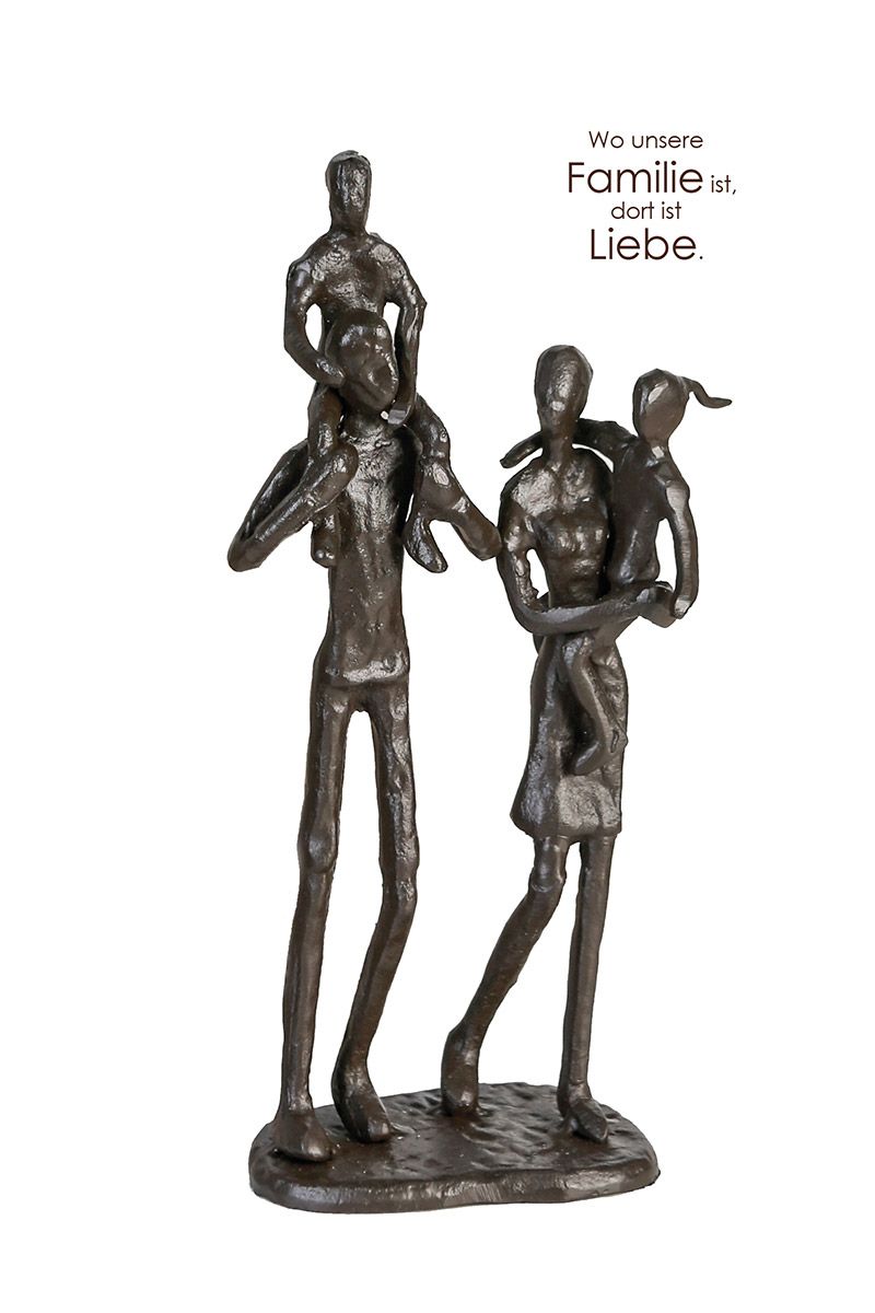 Decorative figure sculpture "My Family" made of iron with saying pendant