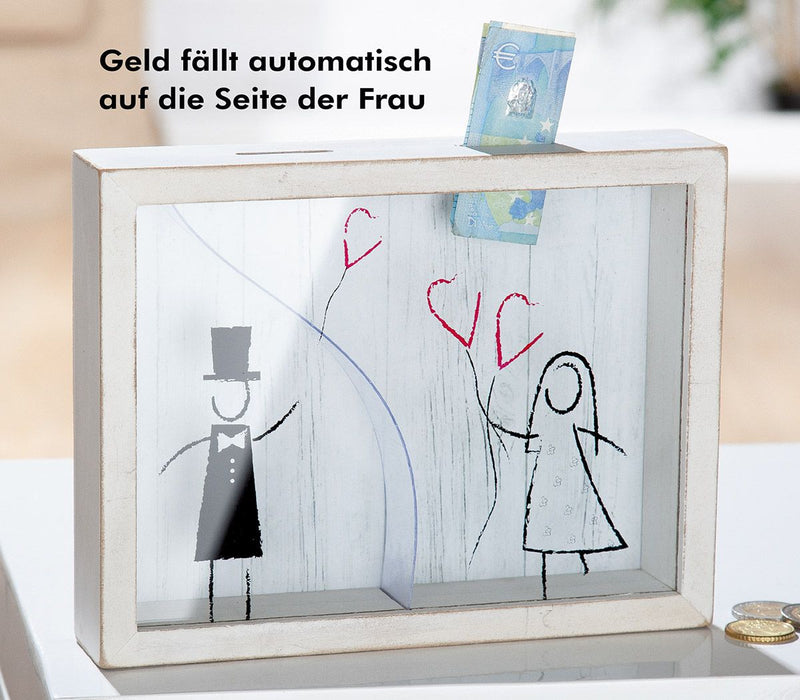 Money box MDF piggy bank money box "wedding couple" with window
