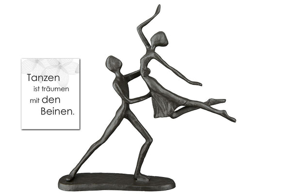 Exclusive Handgefertigt Design Skulptur Tanzpaar aus Eisen brüniert Höhe 17,5 cm Tanz mit Hebefigur Liebe Geschenk Pärchen Tanzen
