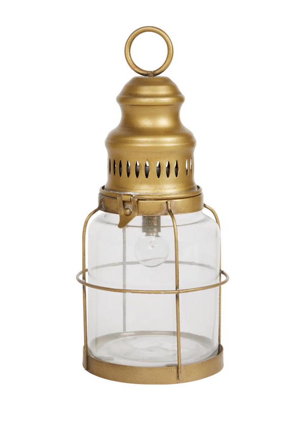 Vintage Goldene Windlicht-Laterne mit LED-Licht, Landhausstil Dekoration