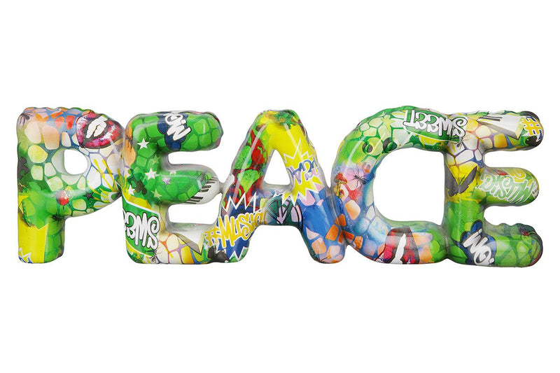Poly Lettering PEACE Street Art - Handcrafted artist design in vibrant shade of green
