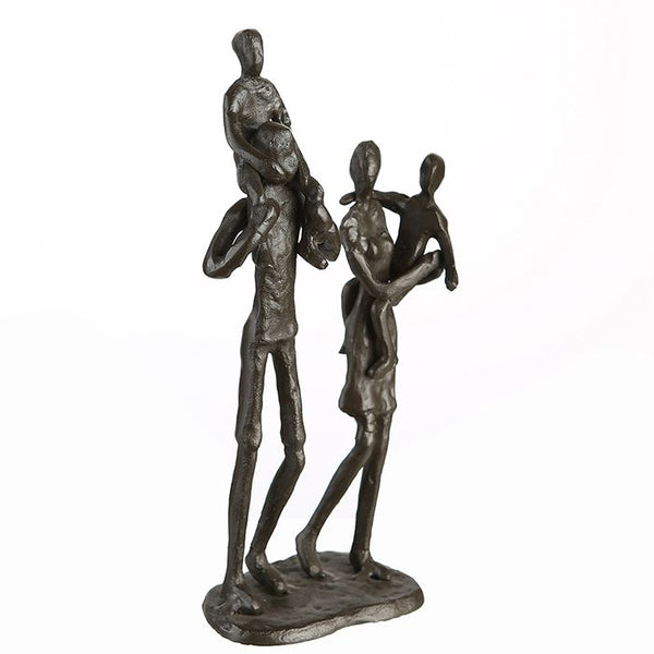 Decorative figure sculpture "My Family" made of iron with saying pendant