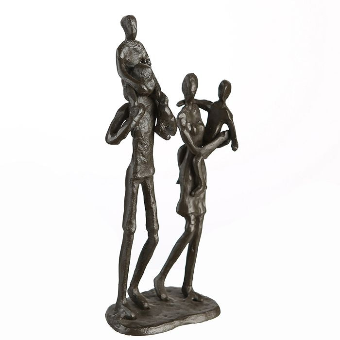 Decorative figure sculpture "My Family" made of iron with saying pendant
