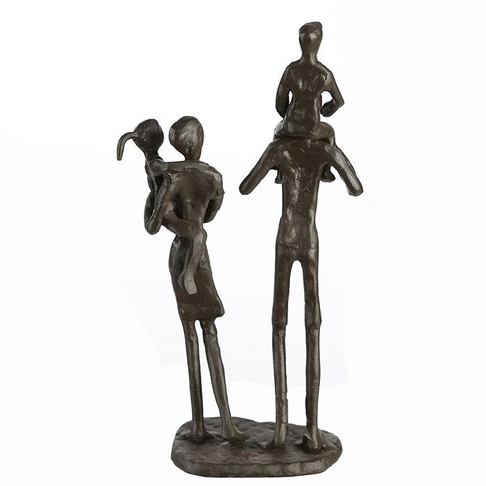 Decorative figure sculpture "My Family" made of iron with saying pendant