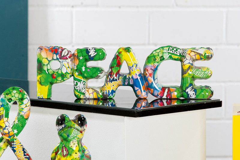 Poly Lettering PEACE Street Art - Handcrafted artist design in vibrant shade of green