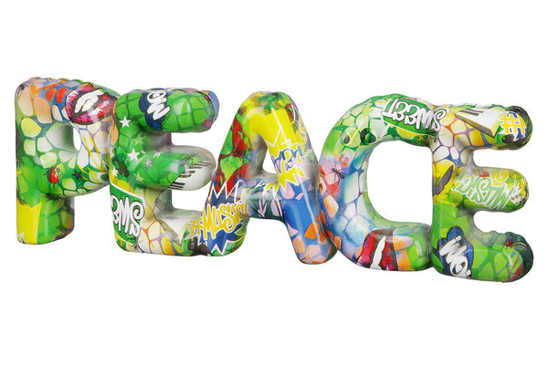 Poly Lettering PEACE Street Art - Handgemaakt kunstenaarsontwerp in levendige groene tint